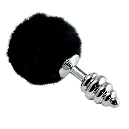 1-Metalowy korek analny z puszystą końcówką 8 cm-1