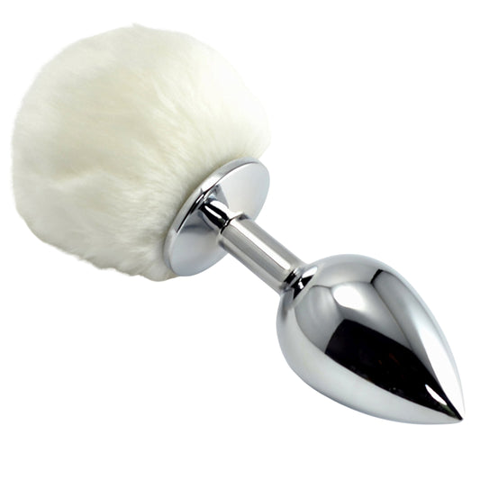 1-Biały mały koreczek analny wykonany ze stali 8cm-1