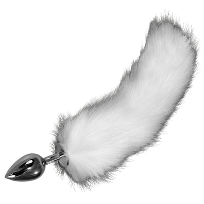 1-Korek analny z puszystym białym ogonkiem 39 cm-1