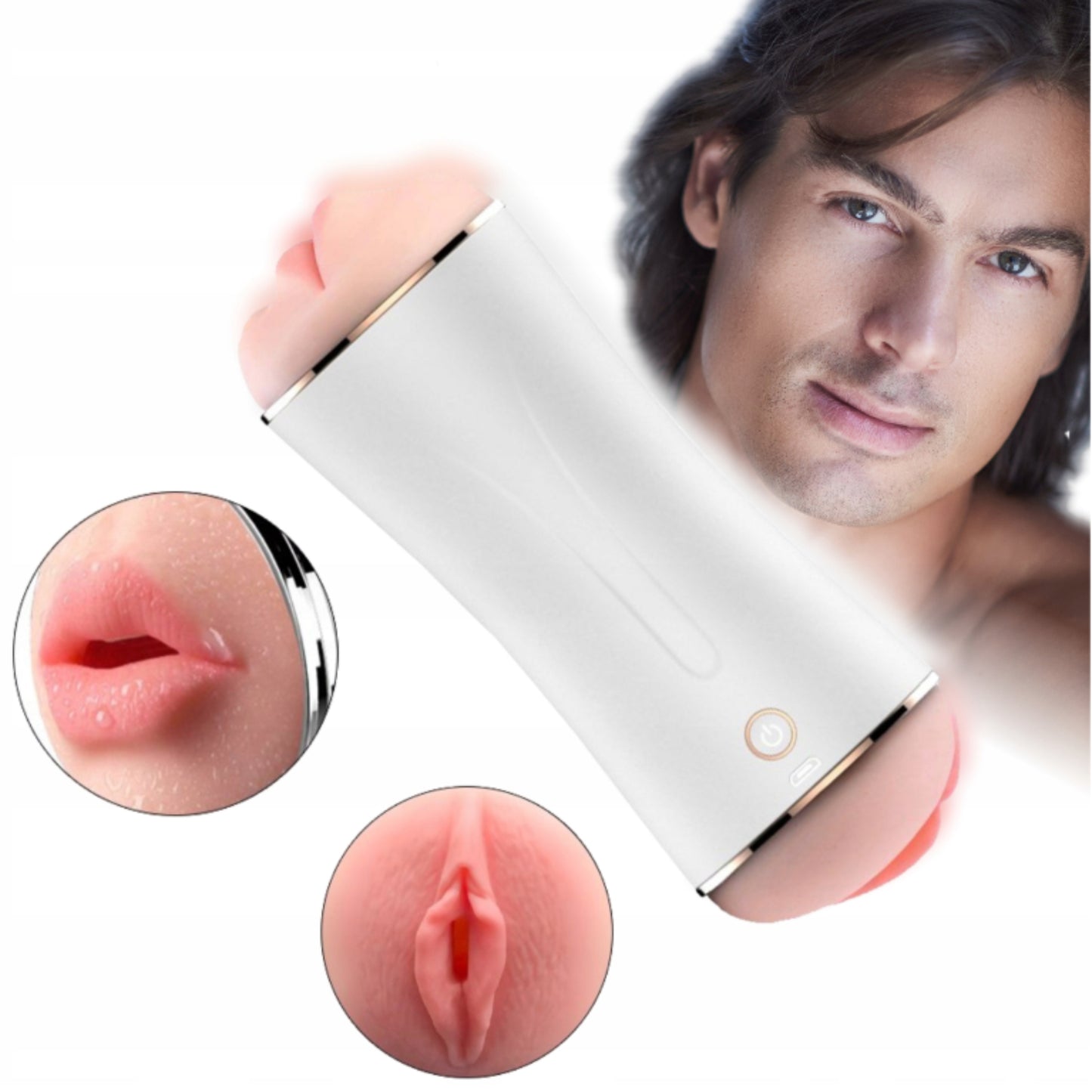 2-Wibrujący podwójny masturbator dwa wejścia dźwięk-2